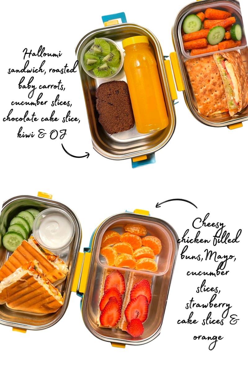 Lunchbox: Halloumi sandwich with kiwi and orange juice